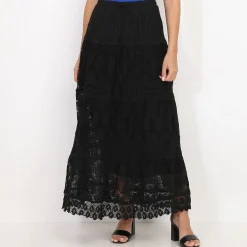 Sale La Modeuse Jupe en crochet et dentelle Noir