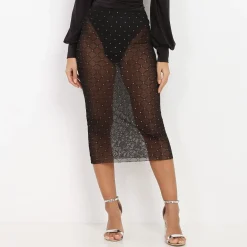 Online La Modeuse Jupe en tulle à paillettes Noir