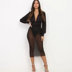 Online La Modeuse Jupe en tulle à paillettes Noir