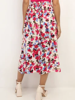 New La Modeuse Jupe fendue à fleurs aquarelles Beigerosé