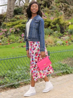 New La Modeuse Jupe fendue à fleurs aquarelles Beigerosé