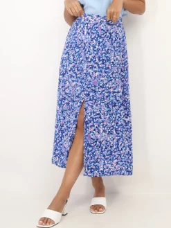 Best La Modeuse Jupe fendue à imprimé tacheté Bleu