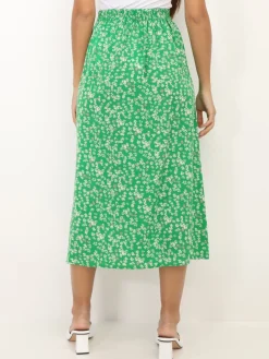 Clearance La Modeuse Jupe fendue à motif petites fleurs Vert