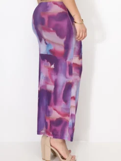 Online La Modeuse Jupe fendue en tulle tie and dye Lilas