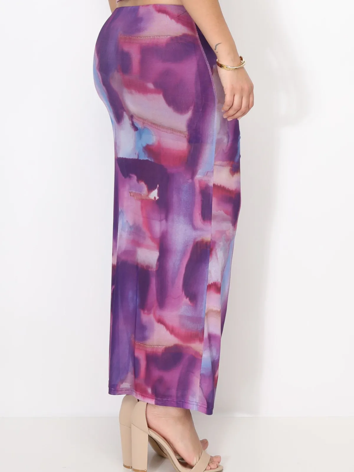 Online La Modeuse Jupe fendue en tulle tie and dye Lilas