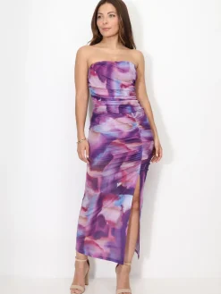 Online La Modeuse Jupe fendue en tulle tie and dye Lilas