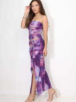 Online La Modeuse Jupe fendue en tulle tie and dye Lilas