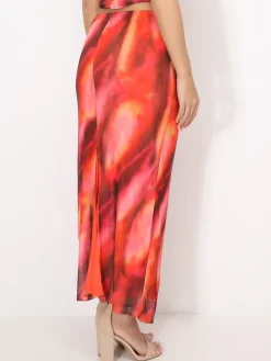 La Modeuse Jupe froncée en tulle tie and dye Rouge