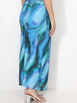 Outlet La Modeuse Jupe froncée en tulle tie and dye Bleu