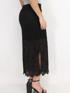 Hot La Modeuse Jupe longue en dentelle crochet Noir