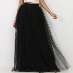Hot La Modeuse Jupe longue en tulle Noir