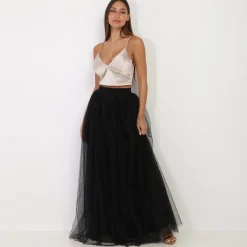 Hot La Modeuse Jupe longue en tulle Noir