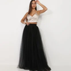 Hot La Modeuse Jupe longue en tulle Noir