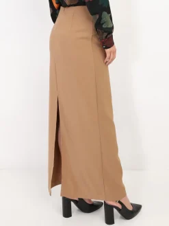 Outlet La Modeuse Jupe longue et droite Camel