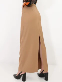 Outlet La Modeuse Jupe longue et droite Camel