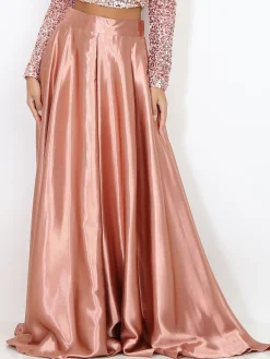 Discount La Modeuse Jupe longue satinée VieuxRose
