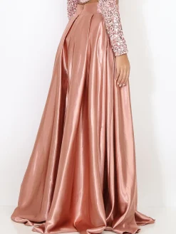 Discount La Modeuse Jupe longue satinée VieuxRose