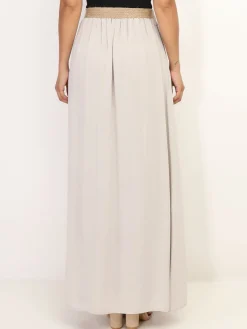 Hot La Modeuse Jupe longue évasée avec ceinture Beige