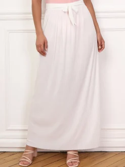 Clearance La Modeuse Jupe longue évasée et plissée Blanc