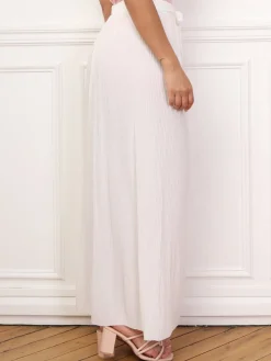 Clearance La Modeuse Jupe longue évasée et plissée Blanc