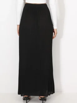 Sale La Modeuse Jupe longue évasée et plissée Noir