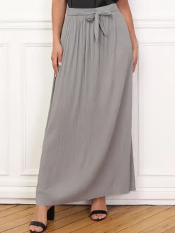 New La Modeuse Jupe longue évasée et plissée Gris
