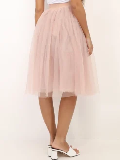 New La Modeuse Jupe midi en tulle Taupe