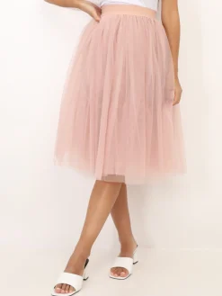 New La Modeuse Jupe midi en tulle Taupe