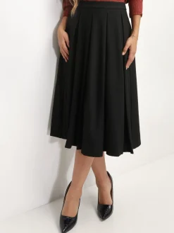 Online La Modeuse Jupe mi-longue évasée et plissée Noir