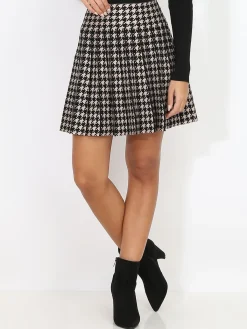Hot La Modeuse Jupe plissé à motif pied-de-poule