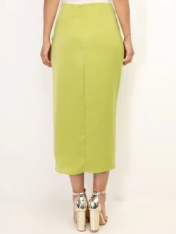 New La Modeuse Jupe portefeuille à fronces VertOlive