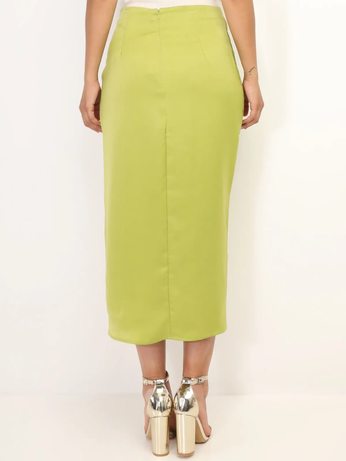 New La Modeuse Jupe portefeuille à fronces VertOlive