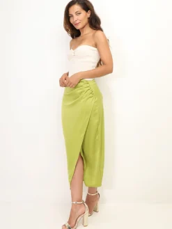 New La Modeuse Jupe portefeuille à fronces VertOlive