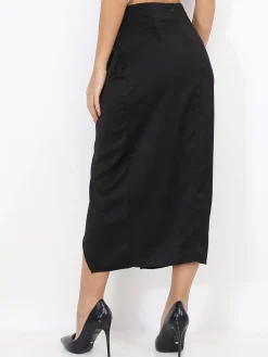 Best La Modeuse Jupe portefeuille à fronces Noir