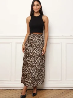 Sale La Modeuse Jupe satinée à imprimé animal Léopard