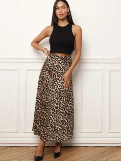 Sale La Modeuse Jupe satinée à imprimé animal Léopard