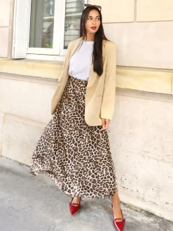 Sale La Modeuse Jupe satinée à imprimé animal Léopard