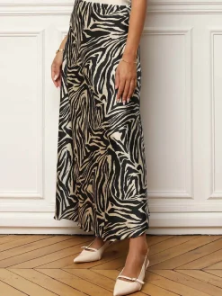 Hot La Modeuse Jupe satinée à imprimé zébré