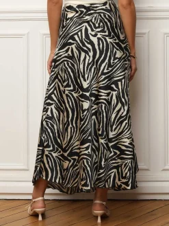 Hot La Modeuse Jupe satinée à imprimé zébré