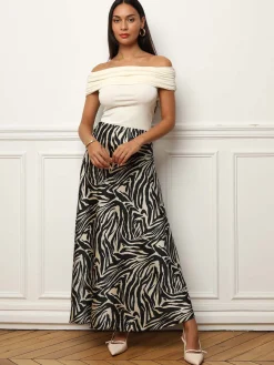 Hot La Modeuse Jupe satinée à imprimé zébré