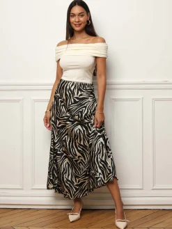 Hot La Modeuse Jupe satinée à imprimé zébré