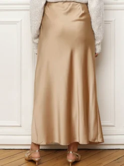 Hot La Modeuse Jupe satinée longue et droite Dorérose