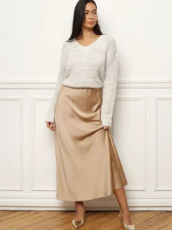 Hot La Modeuse Jupe satinée longue et droite Dorérose