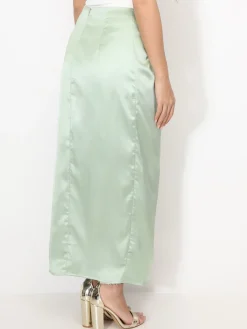 Discount La Modeuse Jupe satinée style portefeuille Vertclair