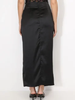 Clearance La Modeuse Jupe satinée style portefeuille Noir