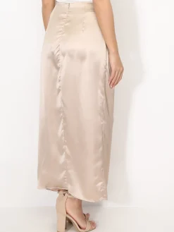 Best La Modeuse Jupe satinée style portefeuille Beige