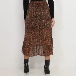 Best La Modeuse Jupe style portefeuille à imprimé Noir