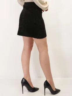 New La Modeuse Jupe trapèze duveteuse Noir
