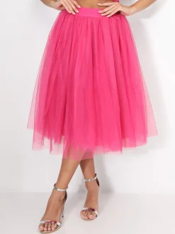 New La Modeuse Jupe évasée en tulle Fuchsia