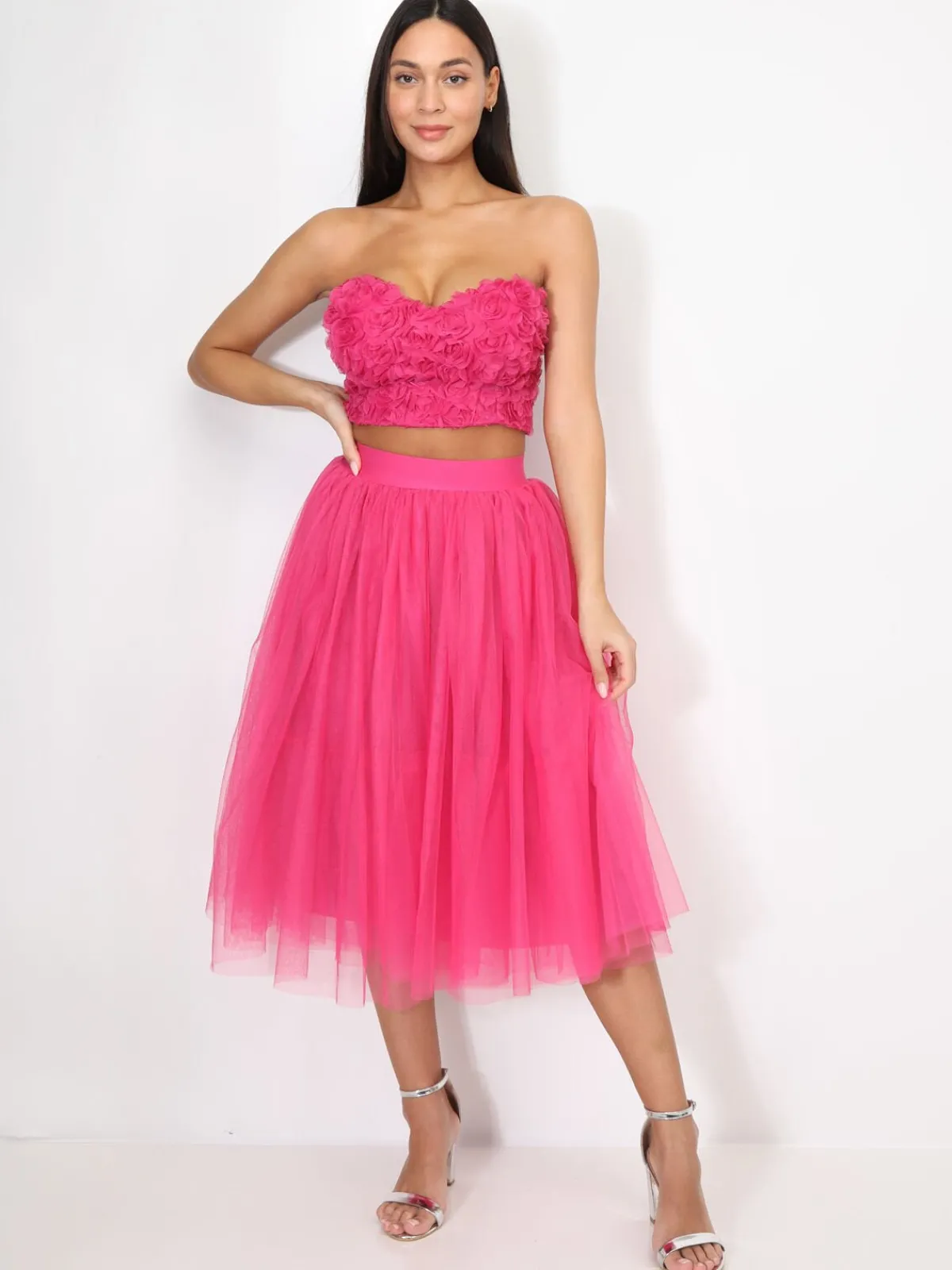 New La Modeuse Jupe évasée en tulle Fuchsia